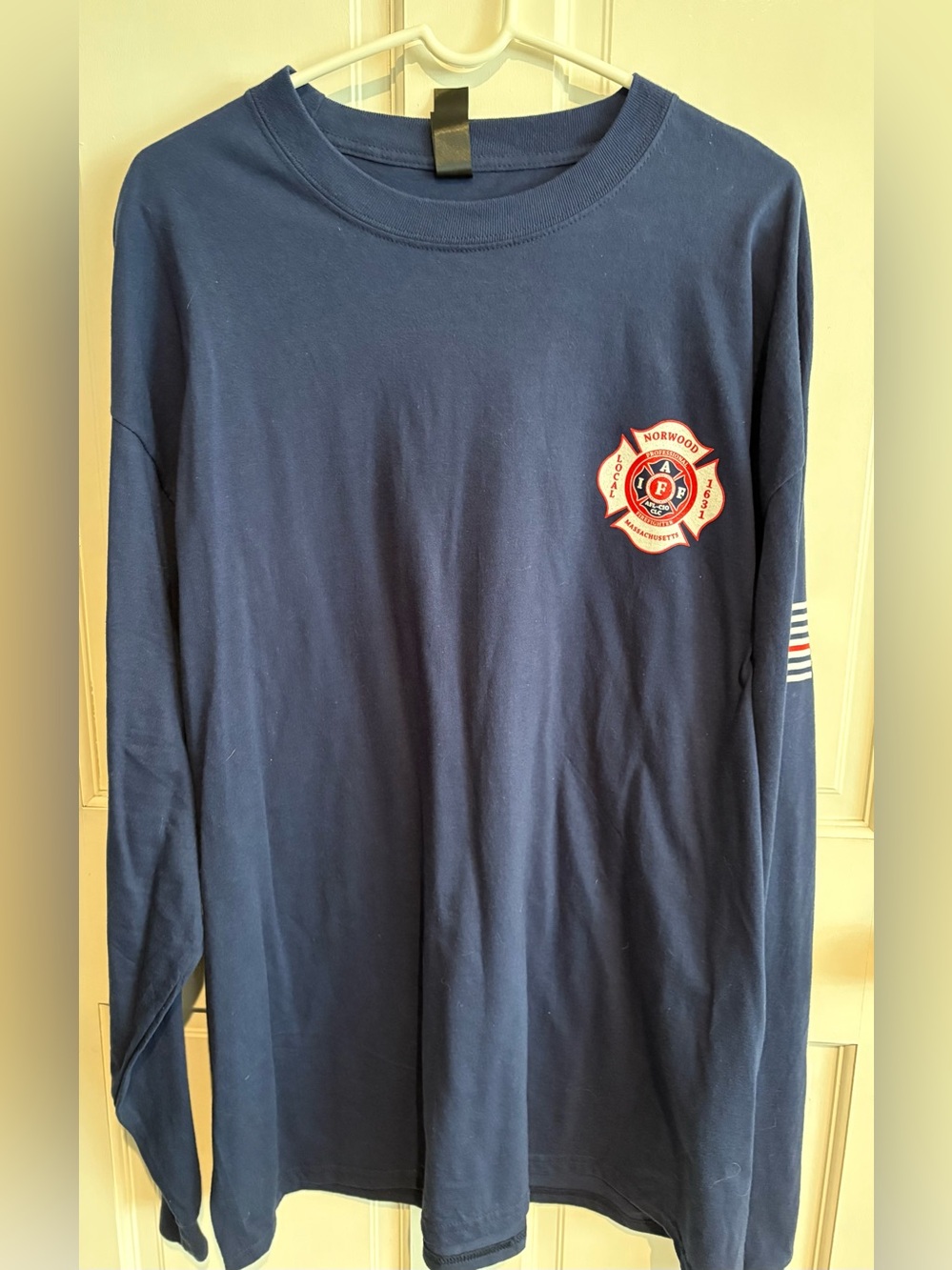 Hanes Beefy-T Long Sleeve Norwood, MA Fire Department Thin Red Line Shirt